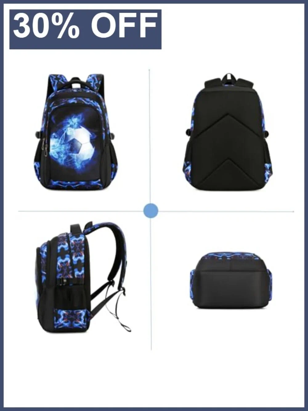 Boys Backpack Kids Bookbag Durable Elementary Middle School Bags Soccer 18in